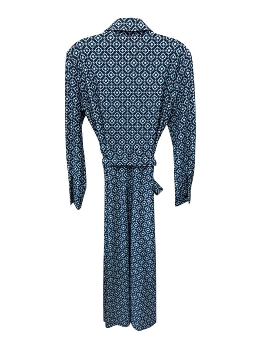 Jude Connally Size XS Blue & White Nylon Blend Printed Button Front Dress Blue & White / XS