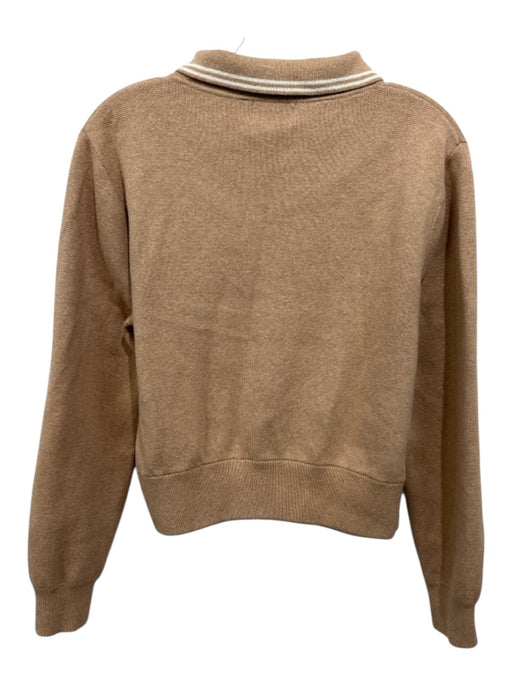 27 Miles Size M Brown Cotton Blend Button Front Contrast Stitch Knit Cardigan Brown / M