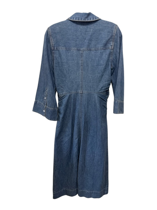 Veronica Beard Size 4 Blue Wash Cotton Button Front 3/4 Sleeve Denim Dress Blue Wash / 4