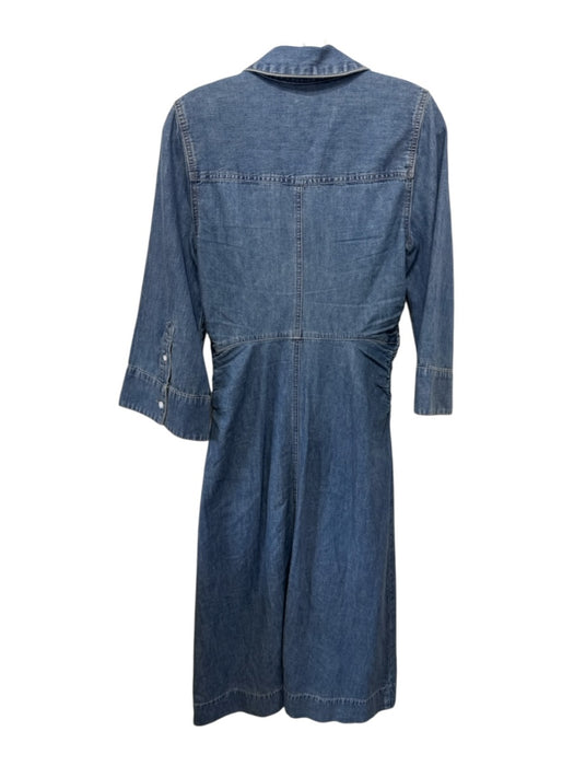 Veronica Beard Size 4 Blue Wash Cotton Button Front 3/4 Sleeve Denim Dress Blue Wash / 4