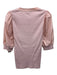 Veronica Beard Size S Pink Cotton Ribbed Puff Sleeve 2 Button V Neck Top Pink / S