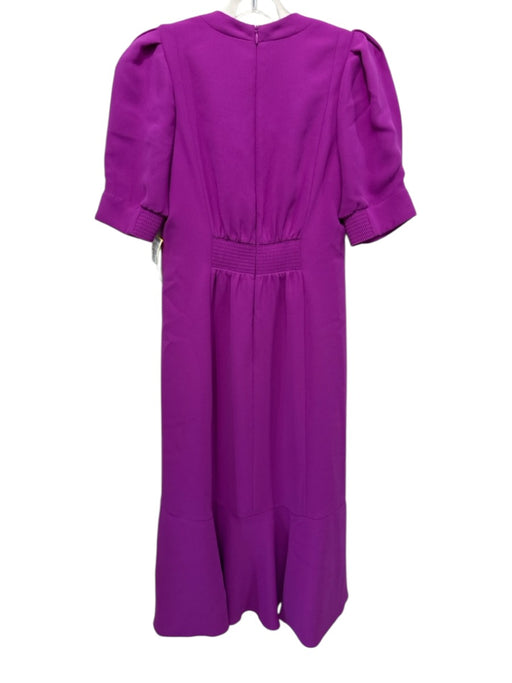 ME + EM Size 4 Purple Polyester Back Zip Ruched Puff Sleeves Dress Purple / 4