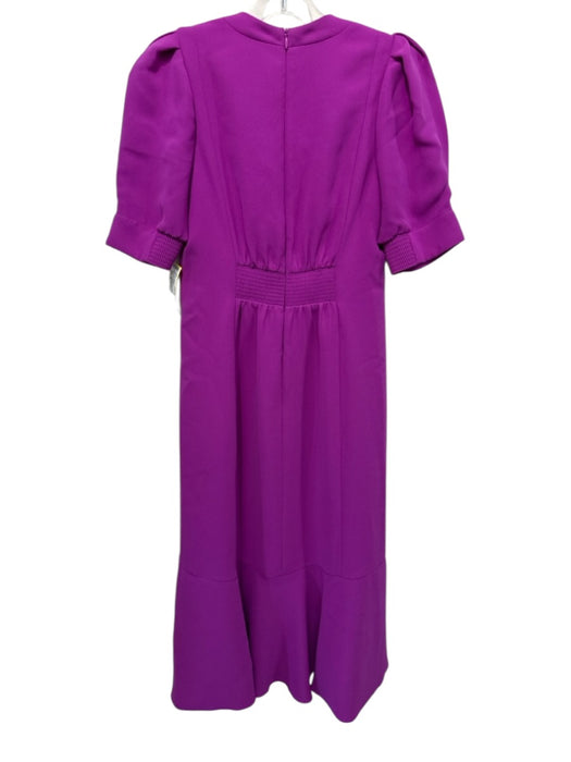 ME + EM Size 4 Purple Polyester Back Zip Ruched Puff Sleeves Dress Purple / 4