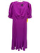 ME + EM Size 4 Purple Polyester Back Zip Ruched Puff Sleeves Dress Purple / 4