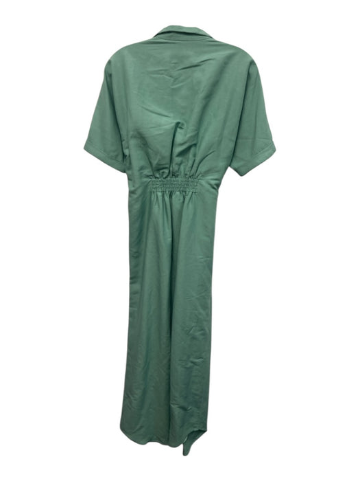 Emily McCarthy Size XS Aqua Green Rayon & Linen Button Front Pintuck Dress Aqua Green / XS