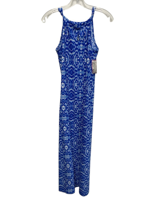 Jude Connally Size XS Blue & White Nylon & Spandex Sleeveless Halter Neck Dress Blue & White / XS