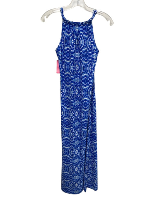 Jude Connally Size XS Blue & White Nylon & Spandex Sleeveless Halter Neck Dress Blue & White / XS