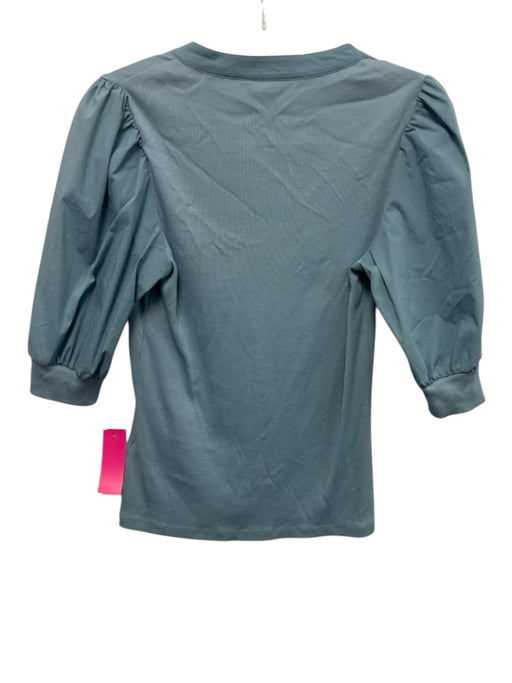 Veronica Beard Size S Blue Pima Cotton Ribbed Button Detail Top Blue / S