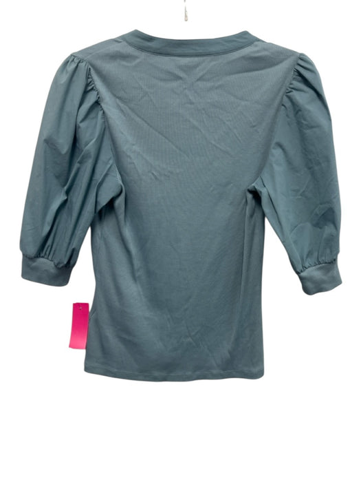 Veronica Beard Size S Blue Pima Cotton Ribbed Button Detail Top Blue / S
