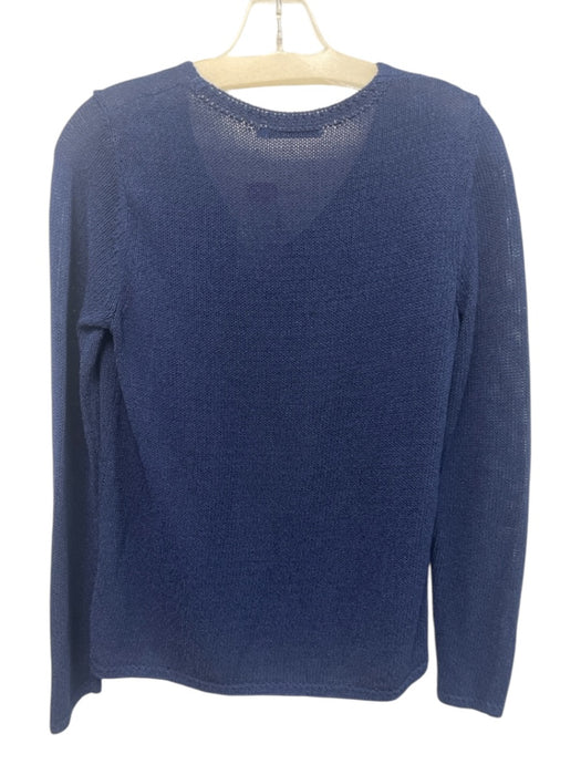 J. McLaughlin Size S Navy Blue Cotton & Polyester V Neck Sweater Navy Blue / S
