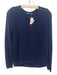 J. McLaughlin Size S Navy Blue Cotton & Polyester V Neck Sweater Navy Blue / S
