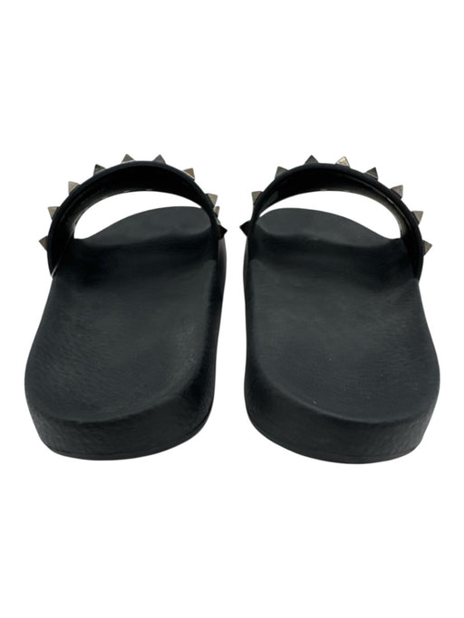 Valentino Shoe Size 37 Black Rubber Rockstud Slides Sandals Black / 37