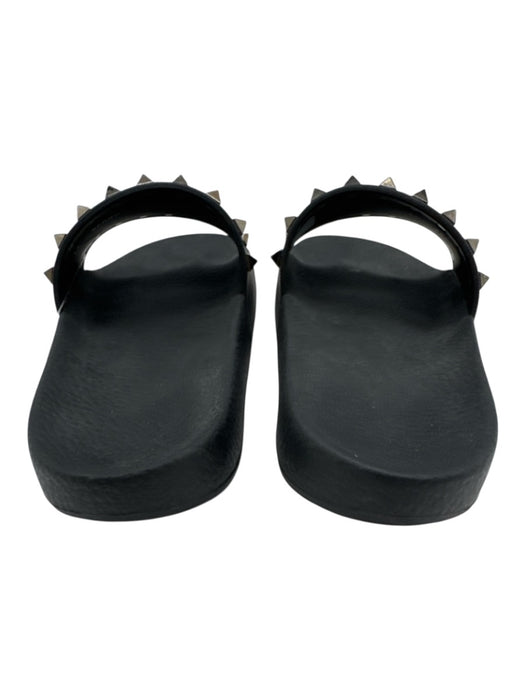 Valentino Shoe Size 37 Black Rubber Rockstud Slides Sandals Black / 37