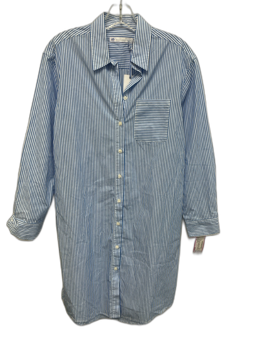 Southern Tide Size XS Blue & White Cotton Collar Neck Striped Button Down Dress Blue & White / XS