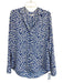 Equipment Size S Blue & White Silk Collar Neck Button Down Abstract Detail Top Blue & White / S