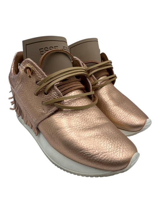Esse Ut Esse Shoe Size 36 Rose Gold Leather Fringe Sparkle Lace Up Sneakers Rose Gold / 36