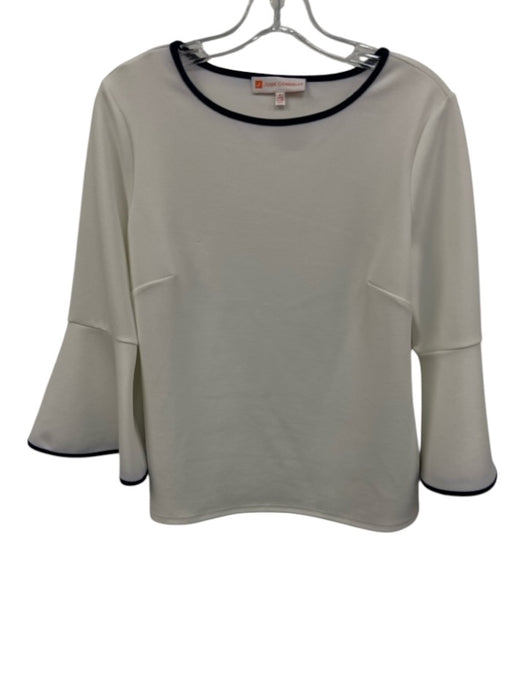 Jude Connally Size S White & Black Polyester Blend Contrast Piping Top White & Black / S