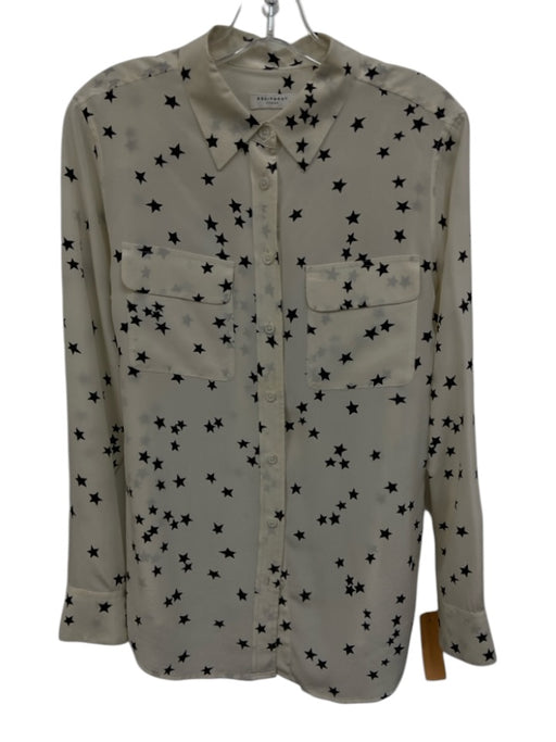 Equipment Femme Size S White & Black Silk Stars Long Sleeve Button Down Top White & Black / S