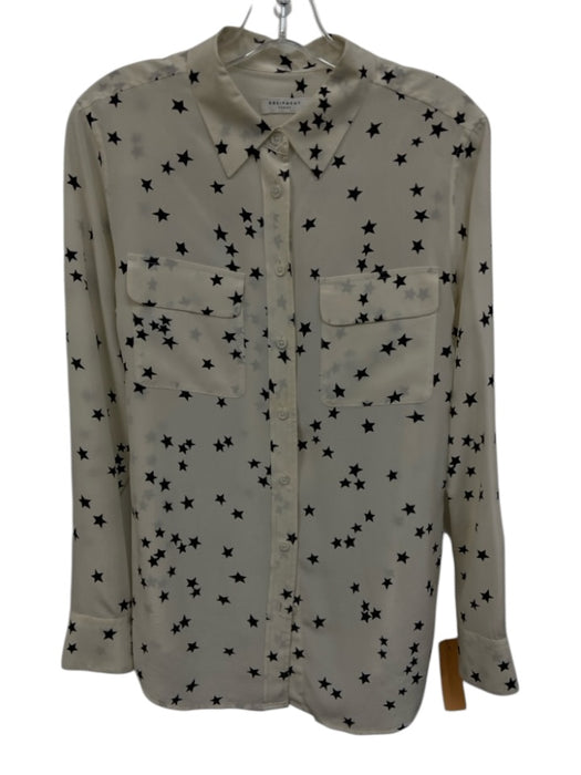 Equipment Femme Size S White & Black Silk Stars Long Sleeve Button Down Top White & Black / S