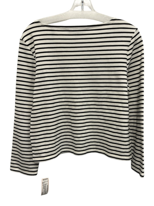 Veronica Beard Size S White & Black Poly Blend Striped Boat Neck Long Sleeve Top White & Black / S