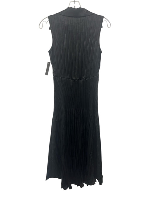 Current Air Size XS Black Polyester Button Front Accordion Pleat V Neck Dress Black / XS