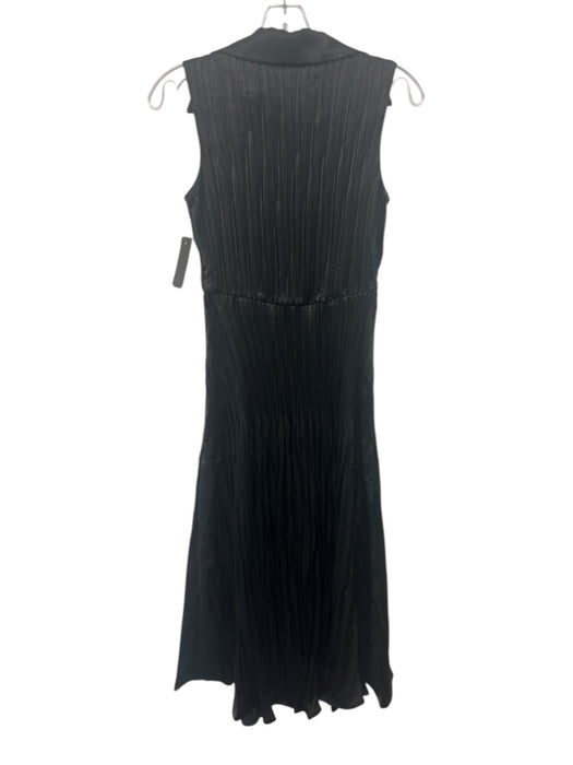 Current Air Size XS Black Polyester Button Front Accordion Pleat V Neck Dress Black / XS