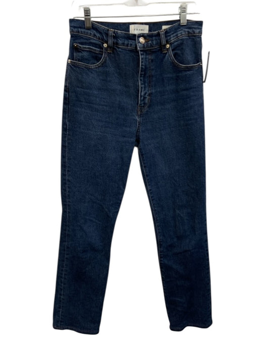 Frame Size 27 Medium Wash Cotton Blend Zip & Button High Rise Whiskering Jeans Medium Wash / 27