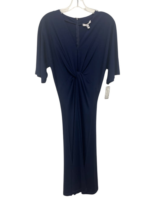 Derek Lam 10 Crosby Size S Navy Viscose Blend V Neck Twist Front Pleats Dress Navy / S