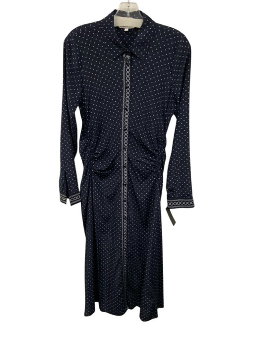 Veronica Beard Size 4 Navy & white Silk Blend Button Front Printed Dress Navy & white / 4