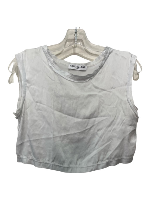 Nonchalant The Label Graystone & Pearl Silk Round Neck Sleeveless Crop Top