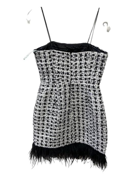 Amanda Uprichard Size XS Black & White Polyester Strapless Sequin Floral Dress Black & White / XS