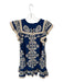 Sea New York Size S Navy & Tan Cotton Short Sleeve Embroidered Flowers Dress Navy & Tan / S