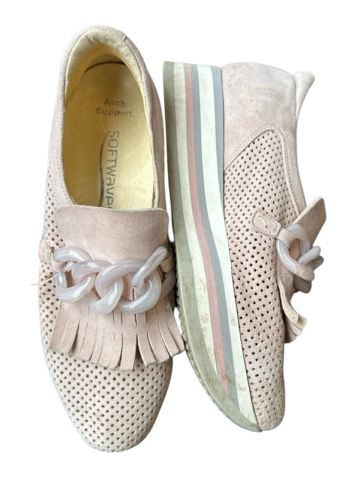 Softwaves Shoe Size 38 Mauve & White Suede Platform Perforated Chain Loafers Mauve & White / 38