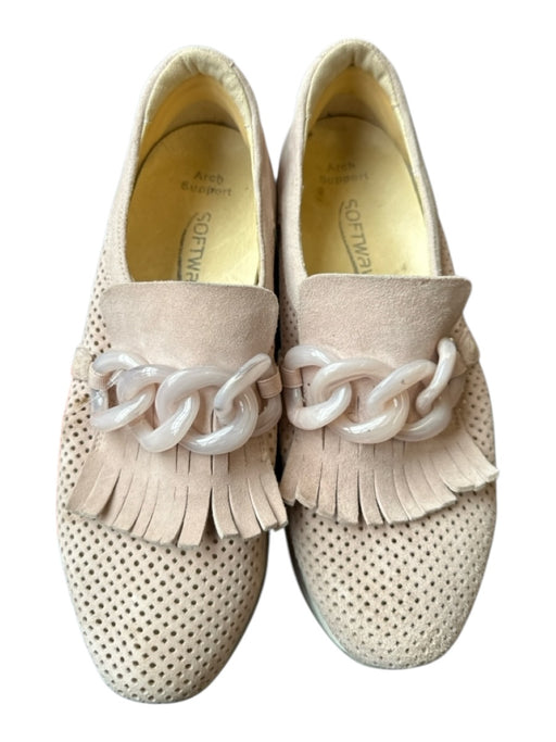 Softwaves Shoe Size 38 Mauve & White Suede Platform Perforated Chain Loafers Mauve & White / 38