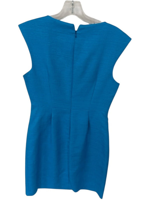 Trina Turk Size 6 Aqua Cotton Blend Cap Sleeve Cross Over Back Zip Dress Aqua / 6