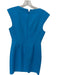 Trina Turk Size 6 Aqua Cotton Blend Cap Sleeve Cross Over Back Zip Dress Aqua / 6