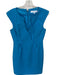 Trina Turk Size 6 Aqua Cotton Blend Cap Sleeve Cross Over Back Zip Dress Aqua / 6