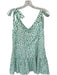Rebecca Taylor Size M White & Green Cotton Tie Straps Flowers V Neck Dress White & Green / M