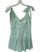 Rebecca Taylor Size M White & Green Cotton Tie Straps Flowers V Neck Dress White & Green / M