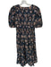 Ulla Johnson Size 6 Navy & Orange Cotton & Viscose Short Balloon Sleeve Dress Navy & Orange / 6