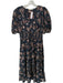 Ulla Johnson Size 6 Navy & Orange Cotton & Viscose Short Balloon Sleeve Dress Navy & Orange / 6