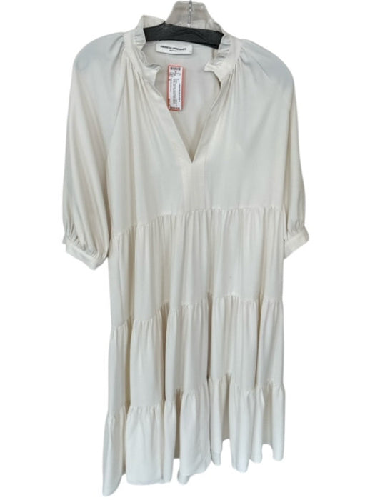 Amanda Uprichard Size S Ivory Polyester Short Balloon Sleeve Ruffle Collar Dress Ivory / S