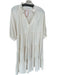 Amanda Uprichard Size S Ivory Polyester Short Balloon Sleeve Ruffle Collar Dress Ivory / S