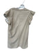 THML Size M Beige Polyester Blend Vegan Leather Mini Ruffle V Neck Dress Beige / M
