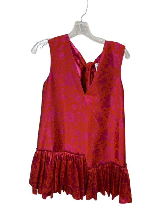 Exquise Size XS Orange & Pink Viscose Blend Floral Jacquard Back Tie Dress Orange & Pink / XS