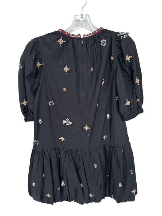 Sea New York Size XS Black & Maroon Cotton Embellished V Neck Back Zip Dress Black & Maroon / XS