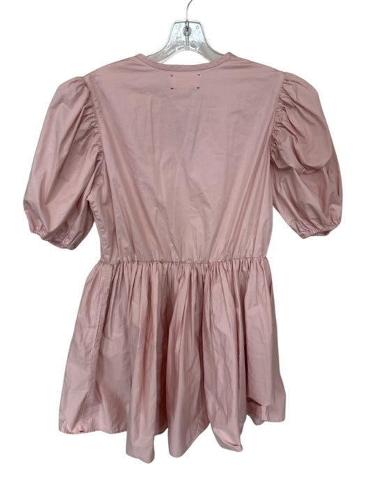 XiRENA Size M Pink Cotton Balloon Sleeve Draw String Waist Pleat Detail Dress Pink / M