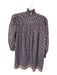 Hunter Bell Size XS Grey & Maroon Cotton Long Sleeve Floral Smocked Neck Dress Grey & Maroon / XS