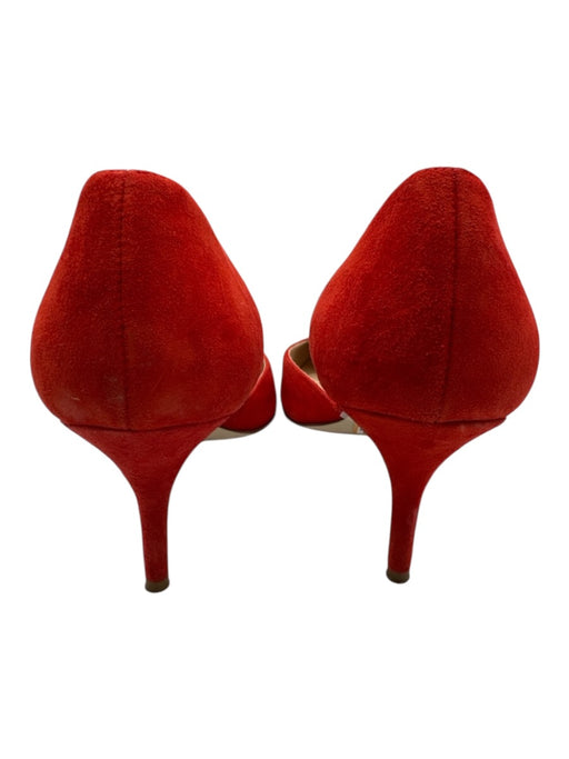 J Crew Shoe Size 8.5 Red Leather Suede Pointed Toe D'Orsay Low Heel Pumps Red / 8.5