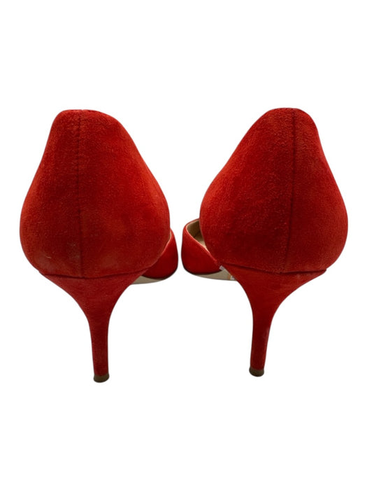 J Crew Shoe Size 8.5 Red Leather Suede Pointed Toe D'Orsay Low Heel Pumps Red / 8.5